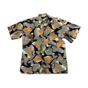 90s Expressions Worldwide Abstract Art Button Up Shirt